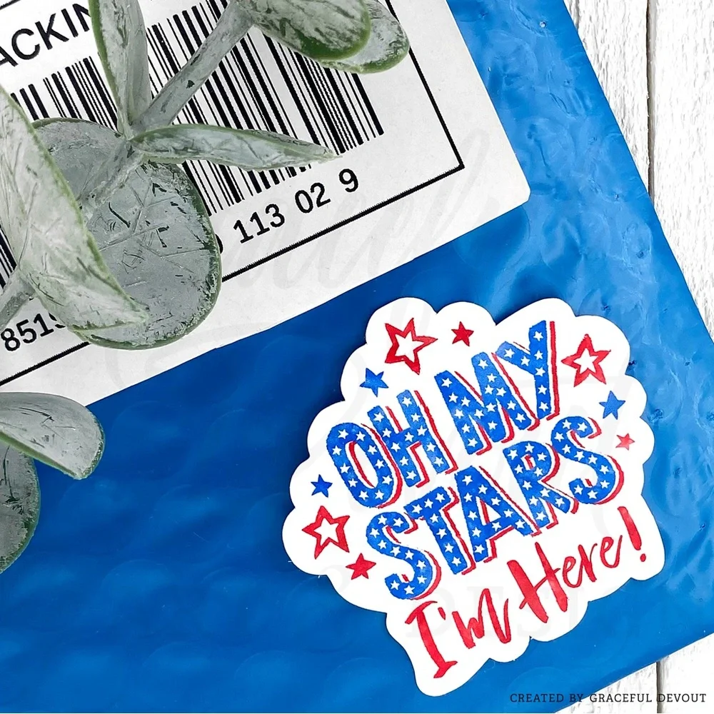 Oh My Stars I’m Here! - 2" (inches) Sticker (48ct.)  [GD77-48] - Picture 5 of 5